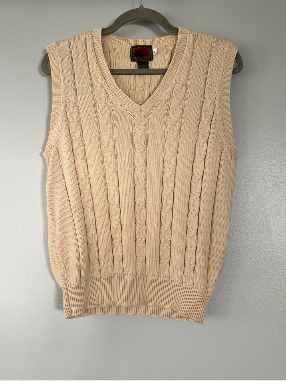 Vintage BOSTON TRADERS 100% Cotton V-Neck Cable Knit Sweater Vest Men’s Large